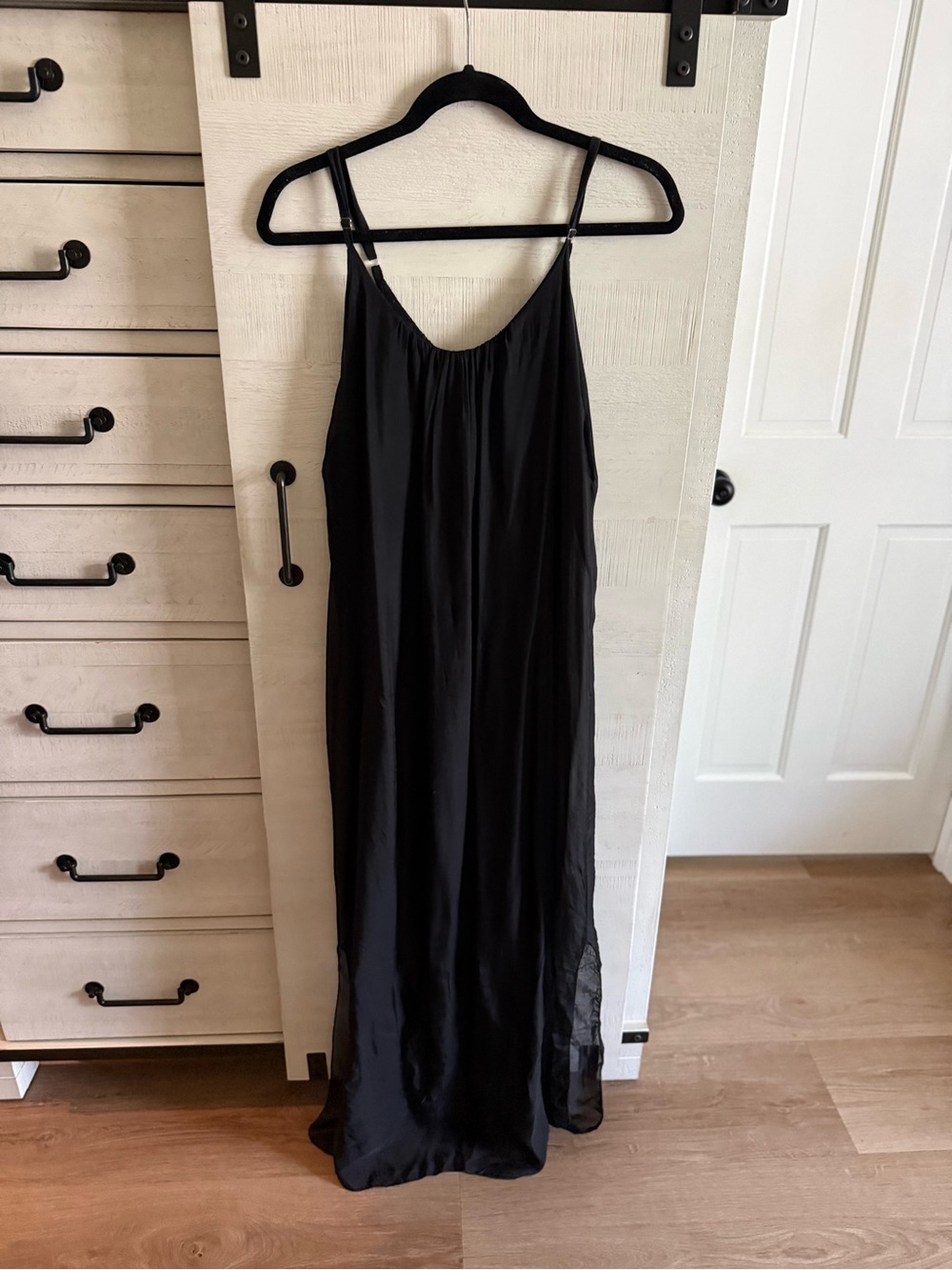 Scandal Italy Black Sheer Slip Maxi Dress with Adjustable Straps